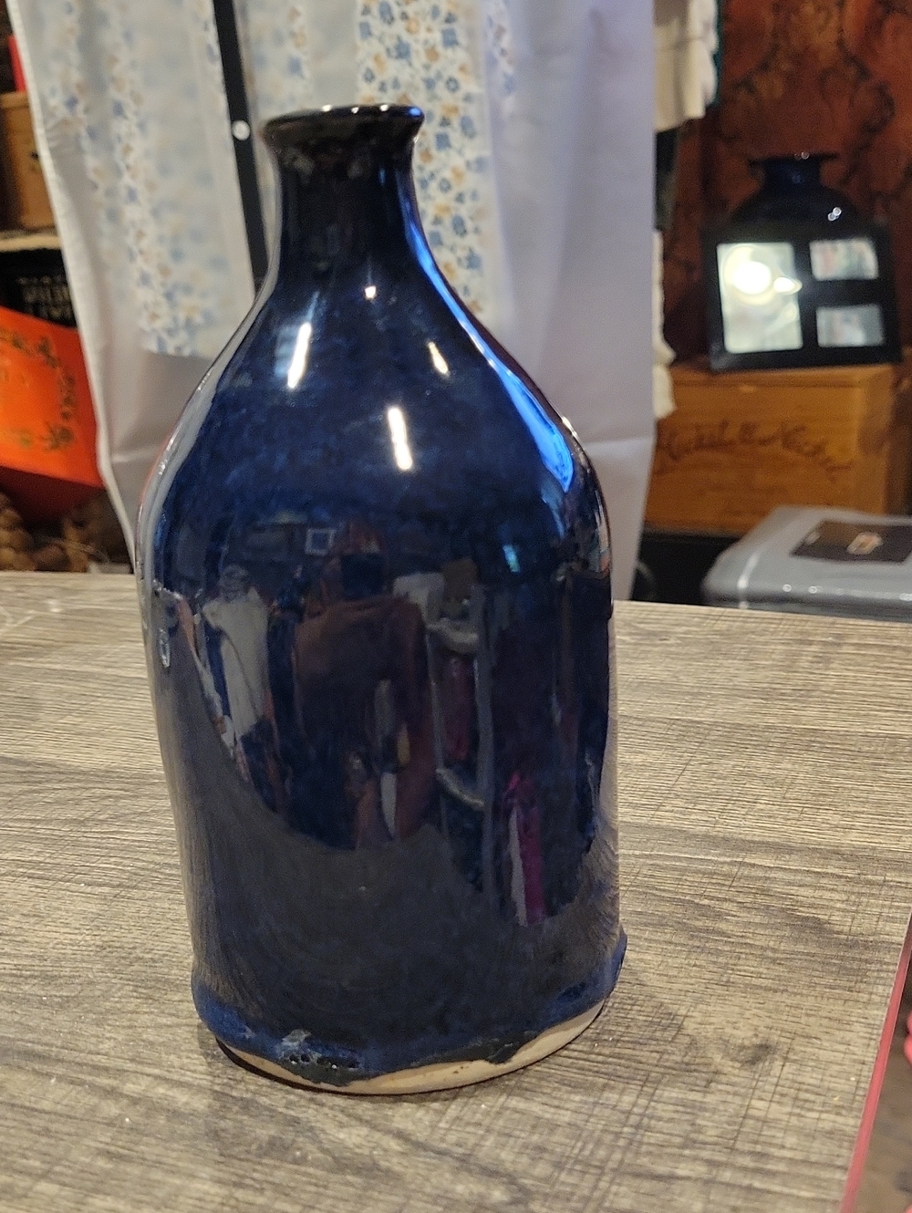 Studio Pottery Flower / Bud Jug/Dark Blue,GUC